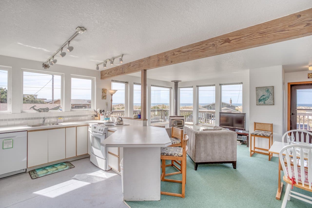 Kitchen with Living Room view