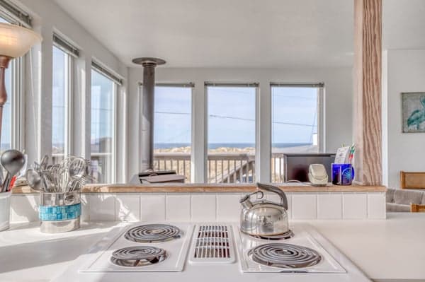 Kitchen Area with Living Room Views